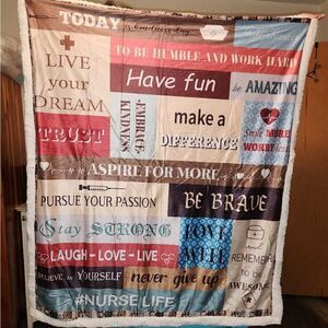 Inspirational Nurse Nursing Minky Sherpa Blanket 60 x 80